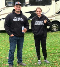 Load image into Gallery viewer, Dylan Bremseth and Jena Walz enjoying some cold ones while wearing their black Phaser Marketing Sweatshirts